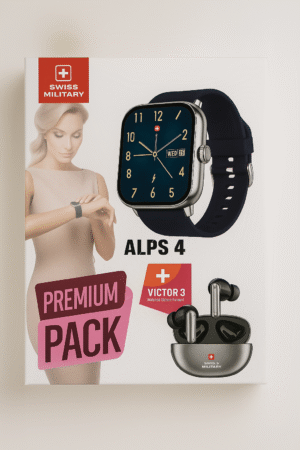 Swiss Military Alps 4 Smartwatch, Bluetooth, IP68 Water Resistance, Blue