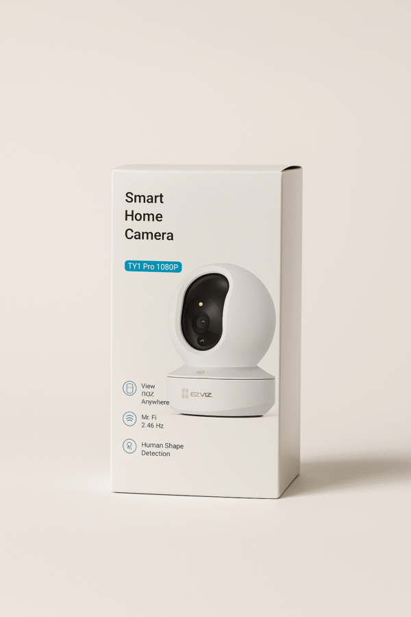 20250906_1753_Minimalist Camera Display_remix_01k4fmqdj3emy9vnz6fq876gb7 EZVIZ كاميرا هيكفيجن CS-TY1-4MP ذكية بخاصية واي فاي وخاصية الميل، 4 ميجابيكسل