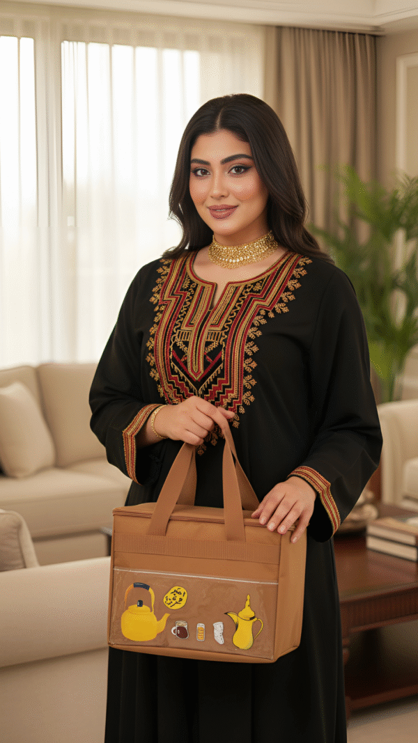 الفارس حقيبة ترامس شاي من القماش ونقشة بني